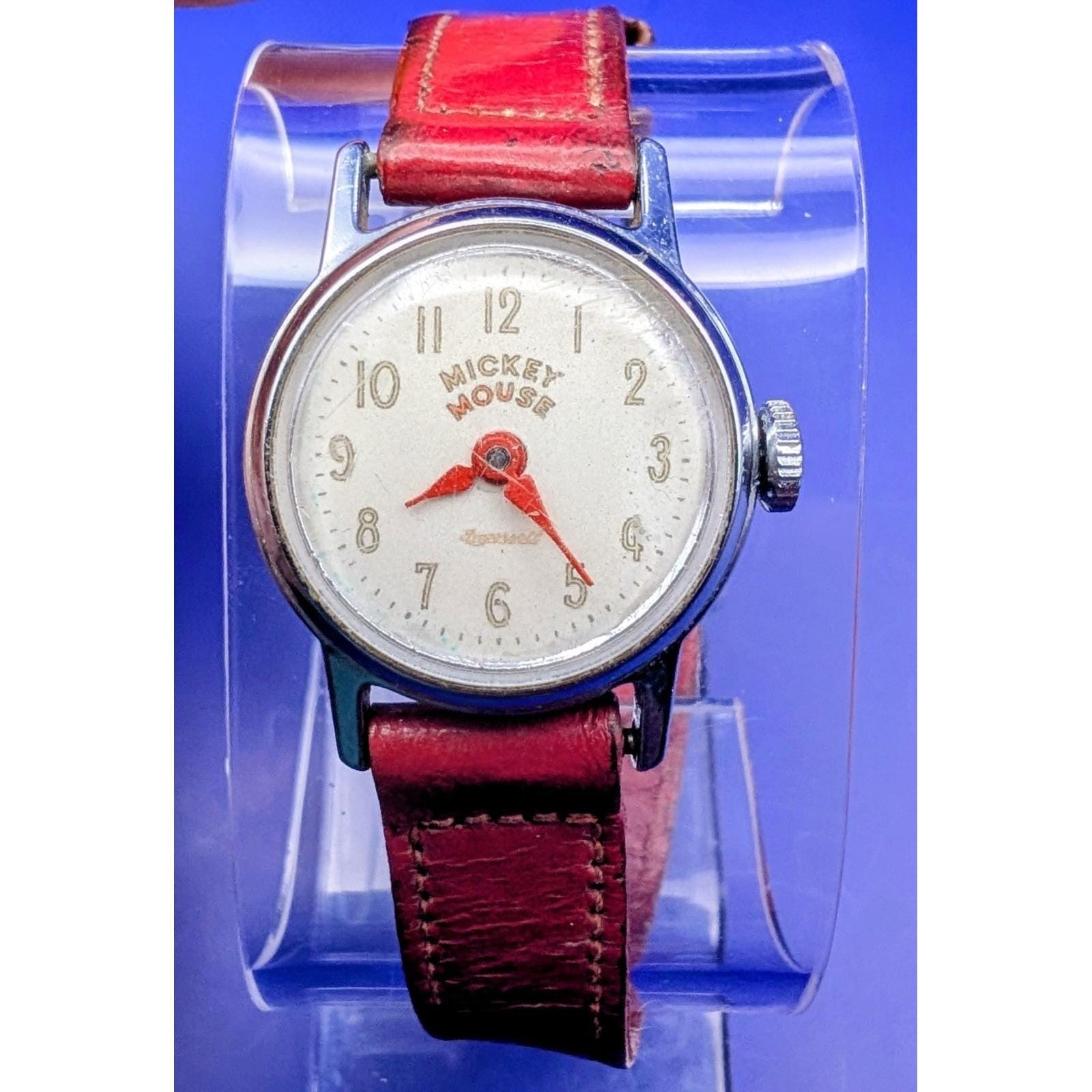Ingersoll Red Mickey Mouse Watch 24mm Original 1940s Ingersoll Disney Mickey Mouse Watch sold at  main image 2