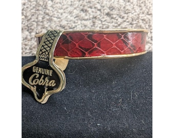 Gold Genuine Cobra Snake Skin Thin Bracelet