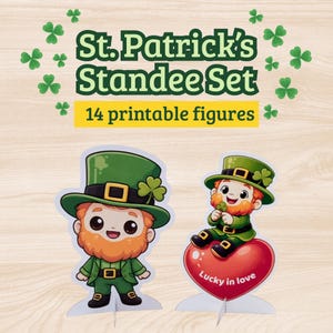 St. Patrick’s Day Leprechaun Standees Printable - Lucky Decor, Photo Props.