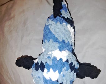 Blue,grey,white and black axolotle. Hand made with love.
