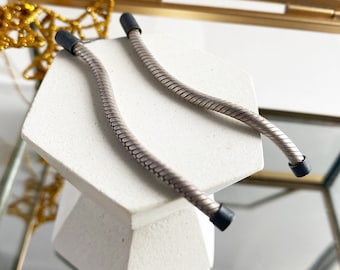 Silver chain stud earrings, round snake chain earrings, movement dangle earrings for elegant women