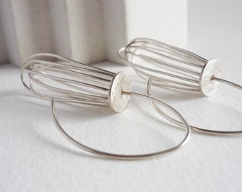 Beater dangle earrings, silver thread earrings, gift for chefs and bakers, modern culinary jewelry, ready to ship