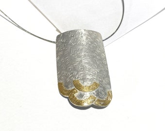 Modern wave pendant, sculptural textured pendant for everyday use, gold and silver necklace eady to ship