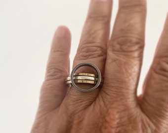 925 Sterlingsilber Vergoldet Ring Knoten Wrap Verstellbar Minimalist Geometrisch 