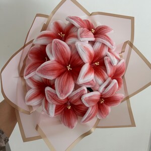 Pink & White Lily Bouquet – Handmade Pipe Cleaner Flowers, Faux Floral Gift, Custom Order image 6