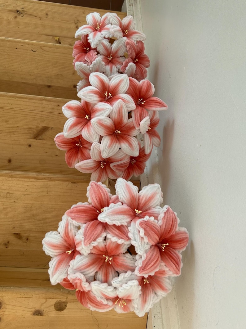 Pink & White Lily Bouquet – Handmade Pipe Cleaner Flowers, Faux Floral Gift, Custom Order image 3