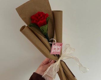Handmade Pipe Cleaner Rose – Single Mini Faux Rose, Custom Color Flower