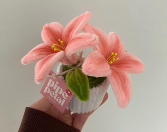 Handmade Pipe Cleaner Lily Bouquet – Pink Faux Flowers, Everlasting Floral Gift