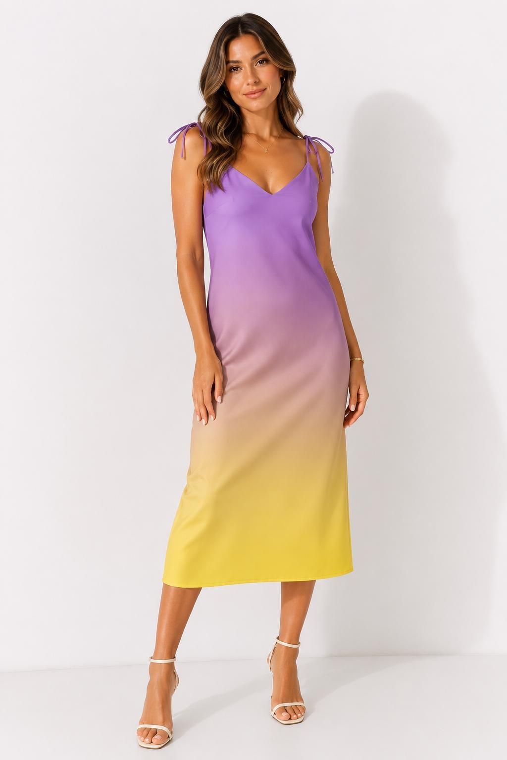 purple and gold tie dye dress Ombre Maxi dress