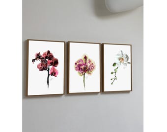Orchid Watercolor Art Print – Minimalist Floral Illustration