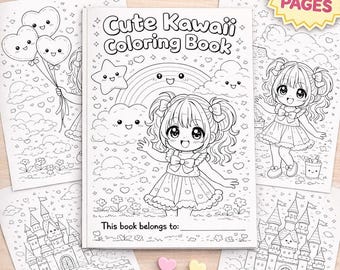 Cute Kawaii Coloring Book for Kids | 30 Pages Printable | Anime Coloring Pages | Digital Download