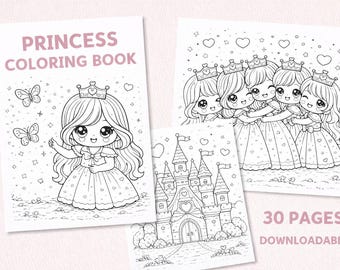 Princess Coloring Book for Girls | Cute Printable Coloring Pages | Instant Download
