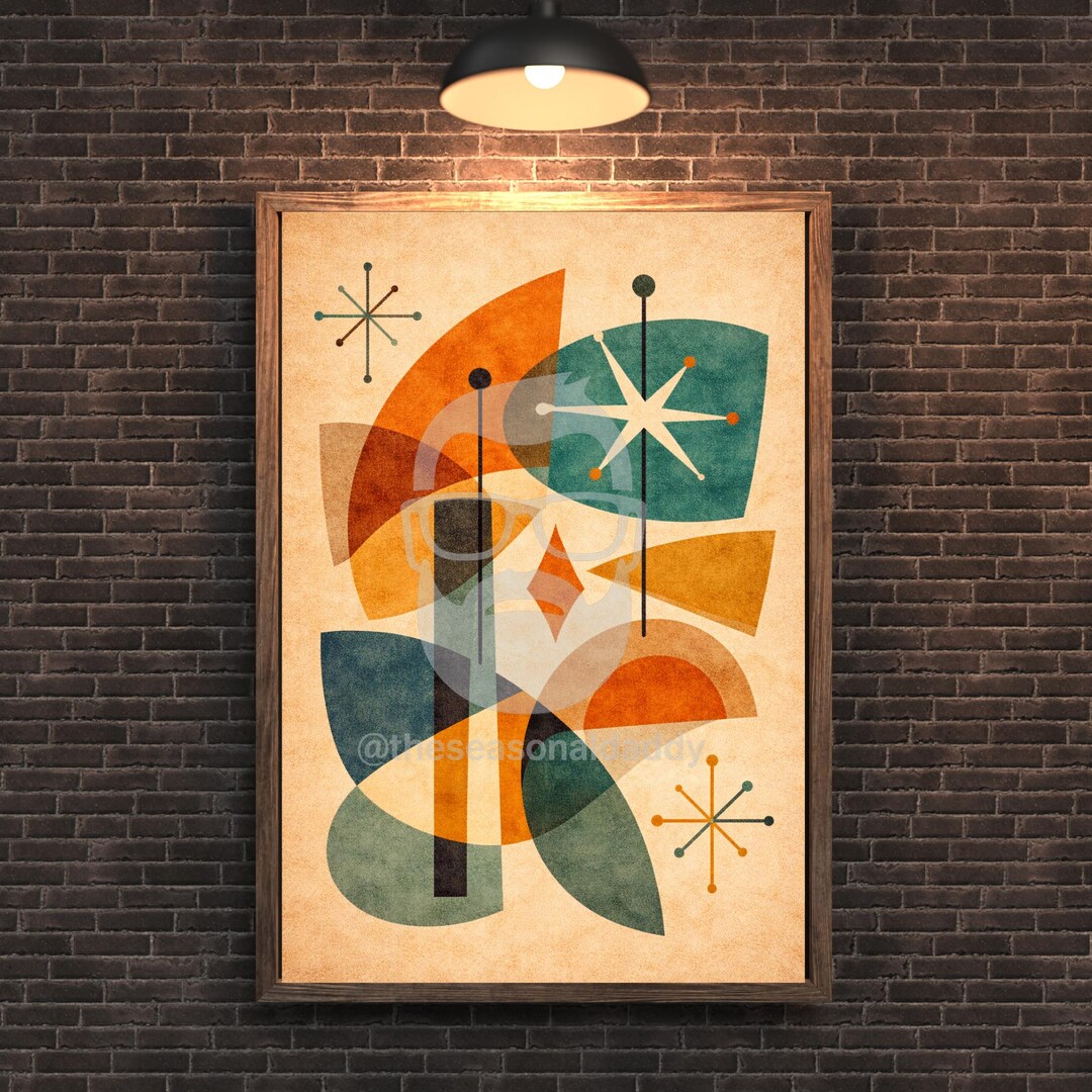 Mid Century Modern Abstract Print | Atomic Geometric Wall Art | Retro ...
