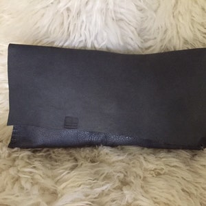 Blue Grey Leather Clutch Purse #1843