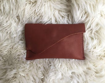Russet leather clutch- 1788