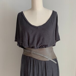 Elephant Grey Leather Obi Corset Belt #2152