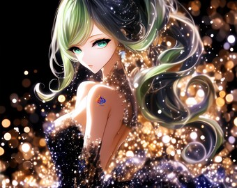 Sarah Gilded Chronoveil Art | Fantasy Anime Wall Set (Digital Download)