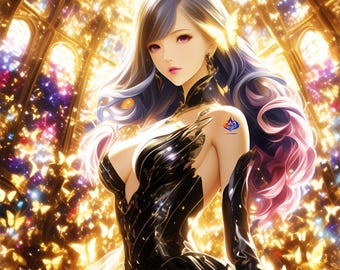Golden Butterfly Fantasy Portrait Set, Mary Gilded Enchantment, 5 JPG Downloads