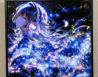 Original Paris Exhibition Metal Print "Milky Way Music" | Award-Winning Japanese Anime Wall Art | One-of-a-Kind