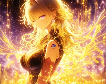 Golden Wing Fantasy Lady Art, Celestial Angelic Portraits, Yellow Printable Wall Art, 5 JPG Instant Download