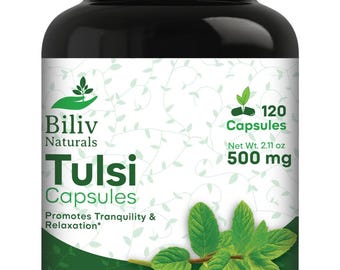 Biliv Naturals トゥルシー（ホーリーバジル）カプセル｜ストレス解消、免疫力サポート、アーユルヴェーダサプリメント