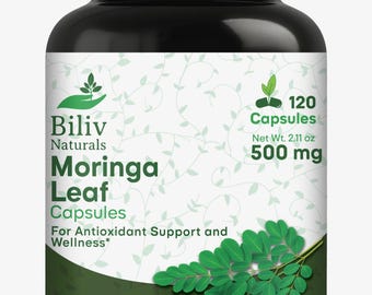 Cápsulas de Folha de Moringa Biliv Naturals | 120 unidades, 1000mg (Suplemento Herbal)
