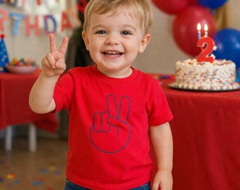 Two Year Old Birthday Shirt, Peace Sign Toddler Tee