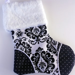 Christmas Stockings, Candy Cane stocking, Christmas gifts, baby gift, Unique gifts, Black and White Holiday Stockings, Damask Christmas