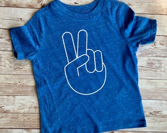 Two year birthday t-shirt, toddler  peace sign shirt, unique 2nd birthday shirt, boy or girl 2 years old