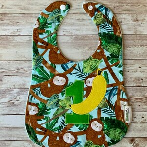 Custom Baby 1st birthday bib, Monkey 1st Birthday Bib, Babys 1st Birthday Bib, Monkey Banana 1st birthday bib
