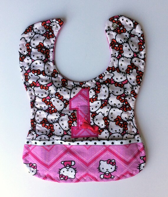 Baby Girl Custom Hello Kitty Bib Baby S First Birthday Etsy
