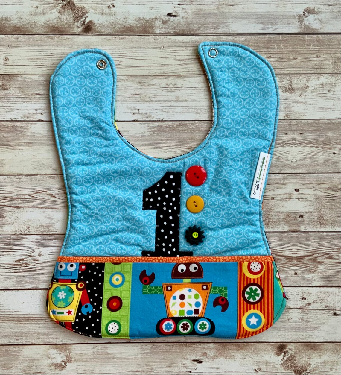 Custom Appliqued Robot Bib Baby's 1st Birthday Boy Bib Etsy