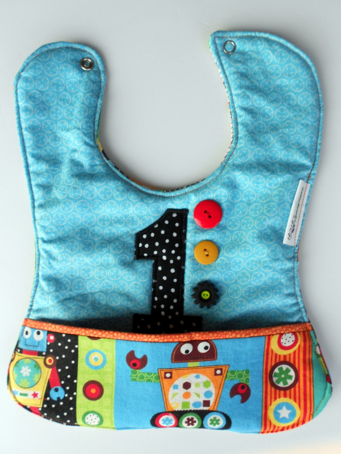 Custom Appliqued Robot Bib Baby's 1st Birthday Boy Bib Etsy