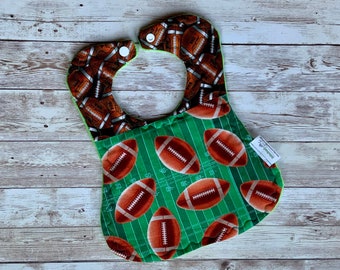 Appliqued First Down Bib, Baby's 6th month bib, Football baby shower, Football Nursery , Football bibs, Boys 1/2 Birthday