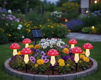 Solar Mushroom Garden Lights, Outdoor Fairy Stake Lights, Waterproof LED Yard Decor, Whimsical Patio Lighting