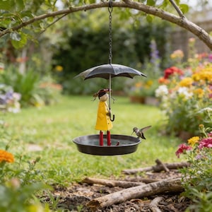 Paraplu vogelvoederhuisje voor meisjes | Grillige vogelvoederbak, tuindecor, schattig vogelstation