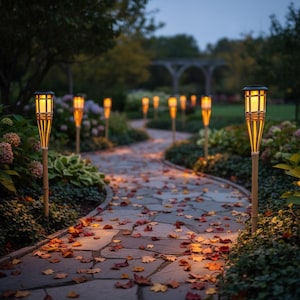 Antorcha solar Tiki, estaca LED de llama parpadeante para jardín, decoración impermeable para exteriores.