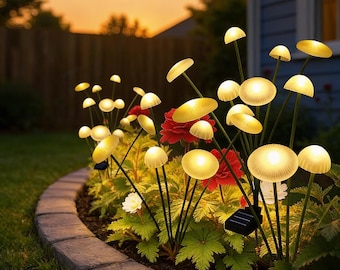 Solar Mushroom Pathway Lights, LED Garden Stake Lights, Waterproof Outdoor Landscape Lighting, Patio Yard Decor
