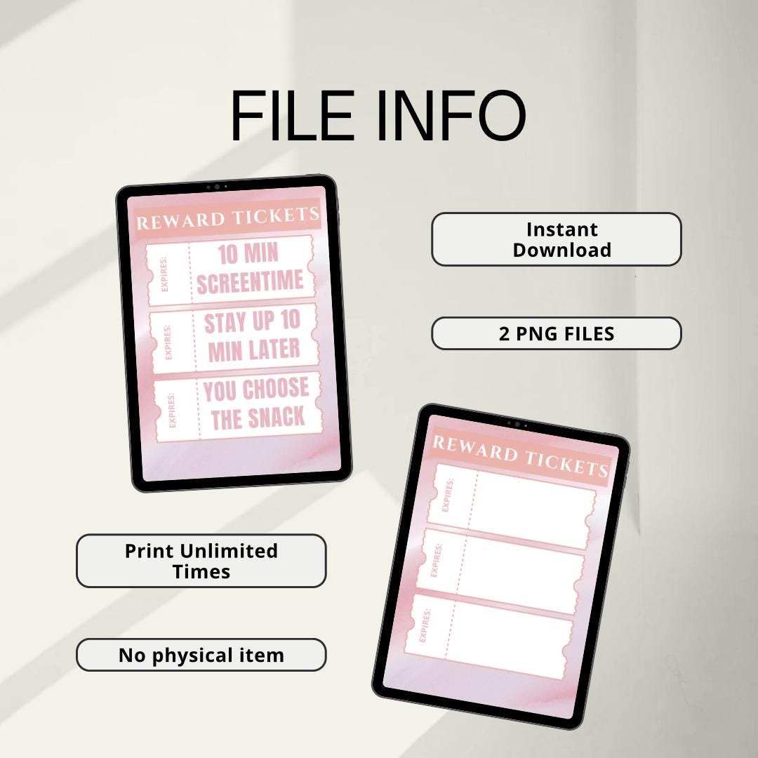 Reward Tickets Printable for Kids • Printable Reward Tickets • Kids ...