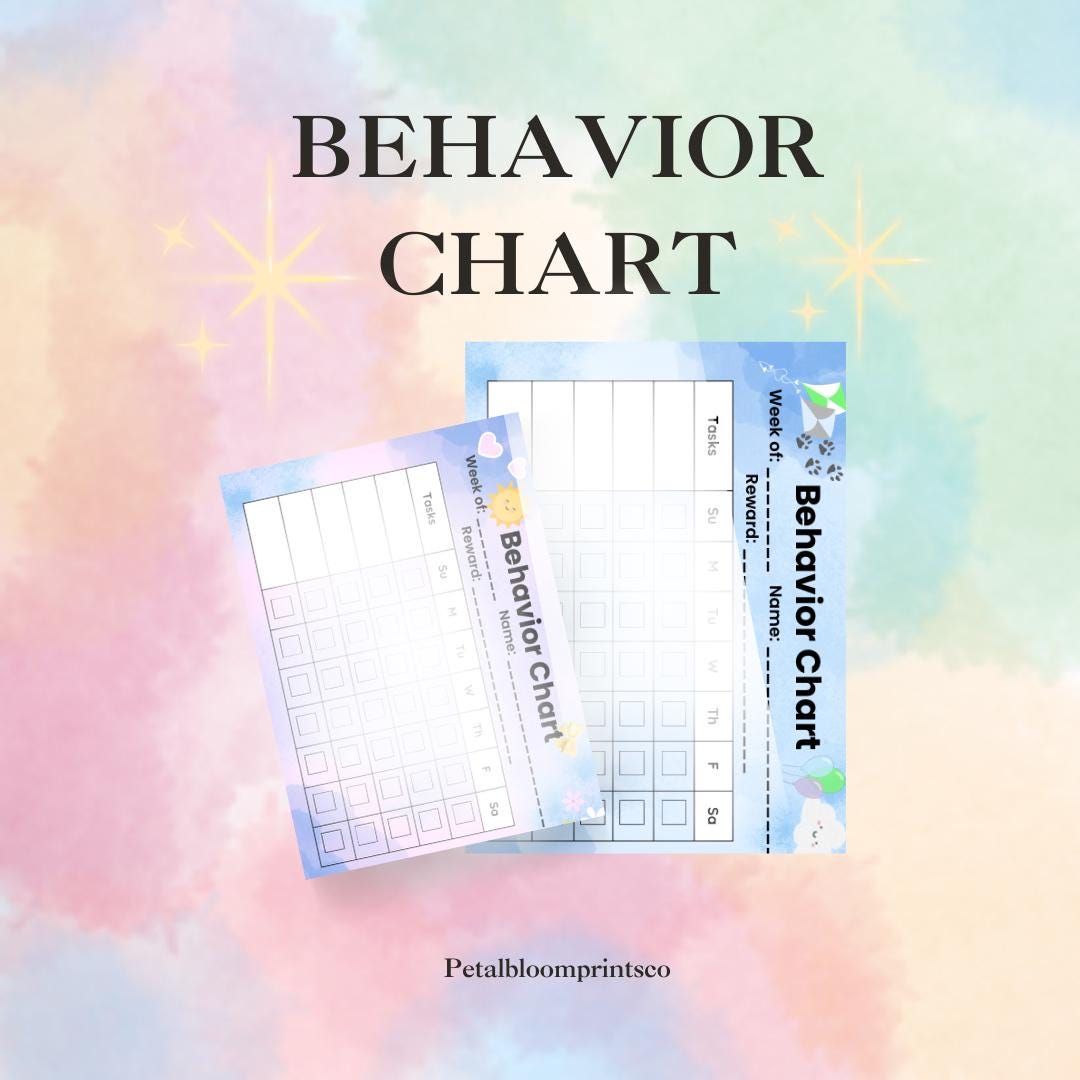 Pink Behavior Tracker Kids Behavior Chart | Printable Reward Tracker (blue & Pink) - Etsy