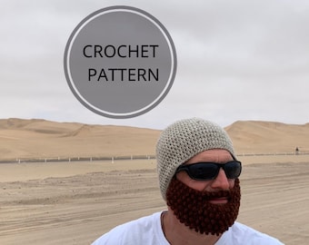 Patrón de gorro de barba a crochet para regalar a tu novio en San Valentín, descargable.
