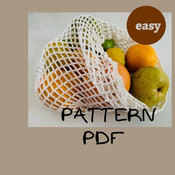 Crochet veggie bag, Easy produce bag tutorial, Reusable bag crochet pattern,, net bag with drawstring pdf, market bag instant download