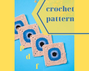 Crochet pattern bag motif pattern, Square crochet decor