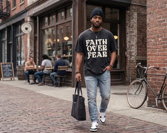 Faith Over Fear T-Shirt, Minimalist Christian Streetwear Tee, Bella Canvas Shirt