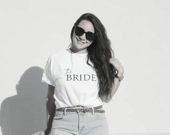 Minimalistisches Braut-T-Shirt aus Baumwolle, Braut-Top für den Junggesellinnenabschied