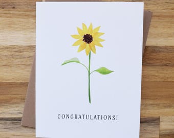 Sunflower Congrats Card | Congratulations Greeting Card | Floral ...