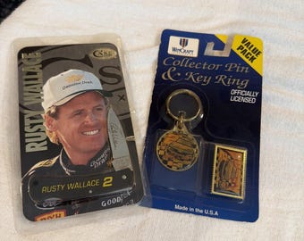 Vtg Case XX Knife Rusty Wallace 1995 Oversize Trading Card WinCraft Keychain Pin