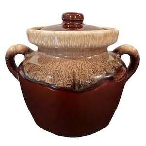 Olla de cerámica McCoy Pottery vintage con tapa, modelo 342, 1,5 cuartos de galón.
