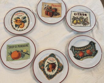 Williams Sonoma Rosanna Harvest Market Fruit Plates Set Of 6 Made In Italy 5.75"