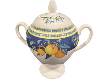 Azucarero vintage Wedgewood Citron Lemon con tapa, de porcelana fina, fabricado en Inglaterra.